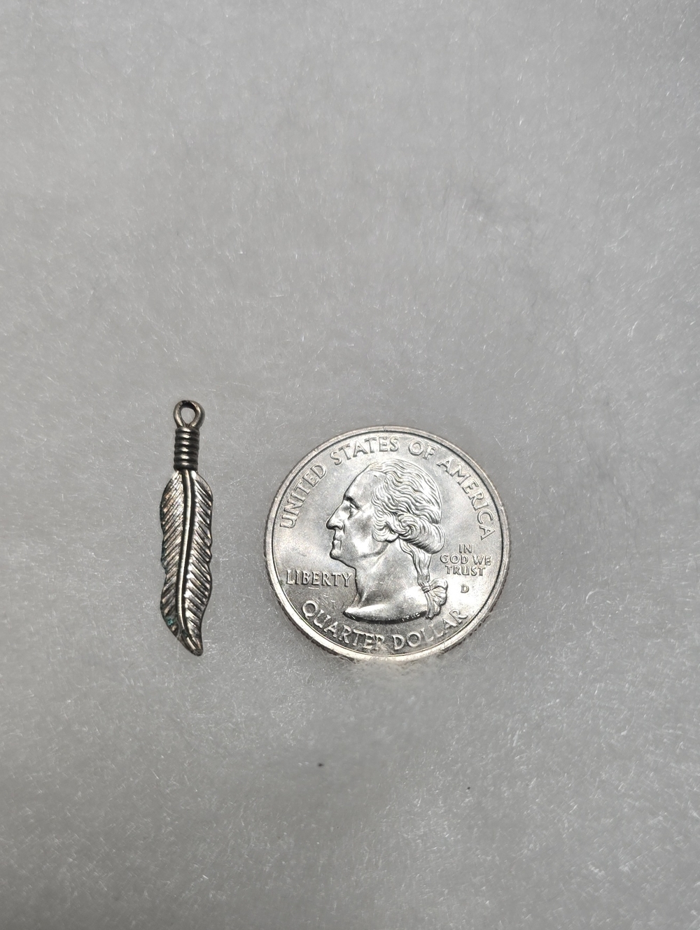 Silver Feather Charm Pendant - Sterling Look